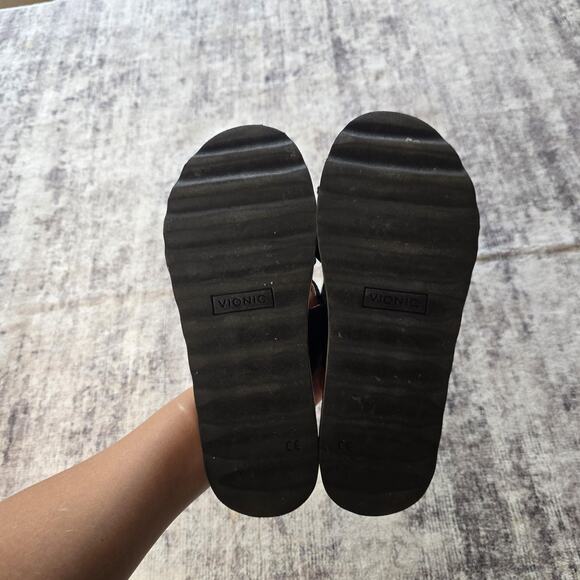 Vionic Brandie Sandals Womens Size 7 Black Platform Slide Double Strap Orthotic - Picture 8 of 9